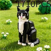 Ideas Tuxedo Cat Building Blocks Set MOC Assembly Bricks Gift For Animal-Lovers