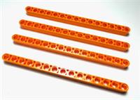 LEGO 4x Technic Liftarm Thick 1 x 15 Orange 32278 50688 64871 NEW