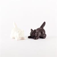 Sweet little crouching LEGO kittens Set - Dark Brown and White