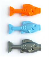 3x Lego Fish Minifigures in Three Colours - Orange, Blue and Silver