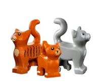 Grey Cat, Ginger Cat & Ginger Kitten - Cat Family - LEGO Minifigures