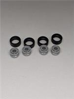 LEGO x4 -Wheel 11mm D. x 8mm Centre Groove 42610 Black Tyre 14mm D. x 6mm 50945