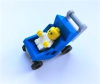 Tiny Lego Baby Minifigure in Blue Pram