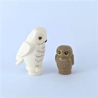 White Owl and Adorable Light Brown Baby Owl Lego Minifigures