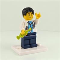 LEGO Doctor Minifigure with Syringe and White Baseplate - Medical Worker