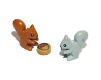 Lego Grey and Red Squirrels with Acorn