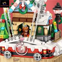 Christmas House Music Box Toy Baby Building Blocks Bricks Educational Toy Gift