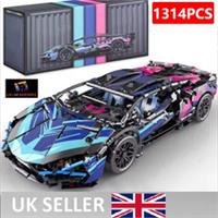 New Technical Building Blocks Bricks Blue Car Set 1314PCS With Gift Box Kid Toy