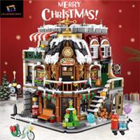 New 2506PCS Christmas Coffee Shop Modular Building Blocks Holiday Village House