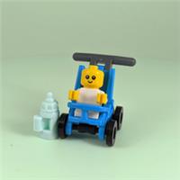 Lego Baby Minifigure with New Blue Pram / Pushchair