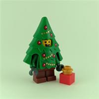 Lego Christmas Tree Kid Minifigure with Red and Gold Gift