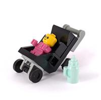Pink Lego Spacebaby Minifigure and Pram with Baby Bottle
