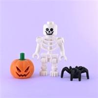 Spooky Lego Halloween Set with White Skeleton, Jack-o'-Lantern and Spider