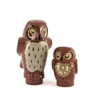 Brown Owl and Adorable Baby Owl Lego Minifigures