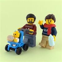 Festive Lego Family Minifigure Set Mum, Dad, Baby & Pram Christmas Display