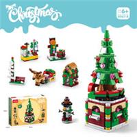 DIY 6-in-1 Holiday Train & Christmas Tree Blocks Creative Light-Up Toy for Kid