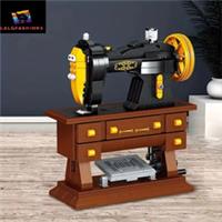 633PCS Creative Retro Sewing Machine Model DIY Building Blocks Toy, Desktop