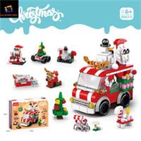 Kids 6-in-1 Holiday Bus & Village House Building Blocks Creative DIY Light