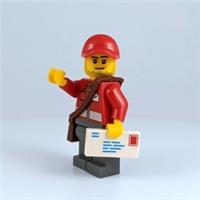 Lego Post Man Minifigure with Letter and Mail Bag - Brand New