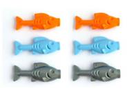 School of 6x Lego Fish Minifigures in Three Colours