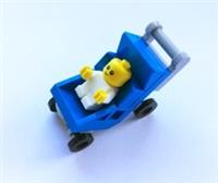 Tiny Lego Baby Minifigure in Blue Pram
