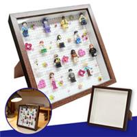 10 In 3D Dustproof Wooden Shadow Box Case Display Frame for Up To 28 Minifigures