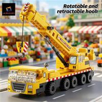 405PCS Yellow Mobile Crane Building Blocks Construction Vehicle Model