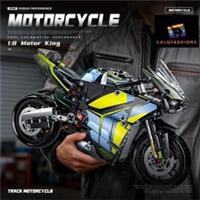 Technical 1:8 City Yellow Motorcycle Building Blocks Set Motorbike Model Kit