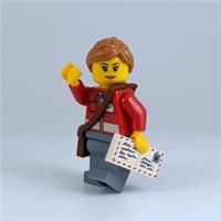 Lego Postwoman Minifigure with Letter and Mail Bag - Brand New