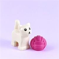 White LEGO Kitten Minifigure with Pink Ball of Wool - New Lego Animal