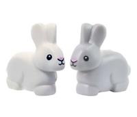Lego Light Gray and White Bunny Rabbits