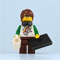 Lego Game Dev Minifigure with Laptop, Headphones & Mug - Programmer Coder