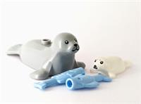 Lego Seal with Baby Seal Pup plus two blue fish