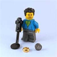 Lego Metal Detector Minifigure with Silver Coin and Gold Ring Accessories