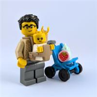 LEGO Christmas Stroll Set - Dad, Baby, Pram, Carrier, Bottle & Strawberry