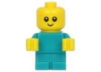 Tiny Lego Baby Minifigure with Dark Turquoise One Piece
