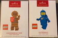 2 LEGO Hallmark Christmas Decorations / Keepsake - Gingerbread Man / Space Man