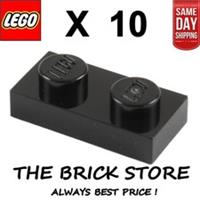 10 X LEGO 3023 - BLACK - PLATE - SIZE 1 x 2 - BESTPRICE - FAST - NEW