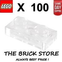 100 X LEGO 3023 - TRANS CLEAR - PLATE - SIZE 1 x 2 - BESTPRICE - FAST - NEW
