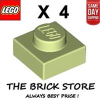 4 X LEGO 3024 - YELLOWISH GREEN - PLATE - SIZE 1 x 1 - BESTPRICE - FAST - NEW