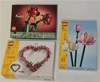 LEGO 40638 Heart Ornament 40460 Roses 40647 Lotus Flowers 3 SETS Valentines Day