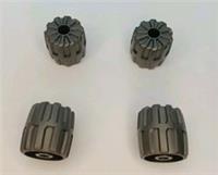 LEGO Small hard plastic wheel x4 pieces PEARL DARK GRAY (Part 6118) *USED*