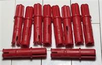 10 x New Lego Red Technic Axle 1L with Pin 2L with Friction Ridges Part No.11214