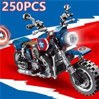 Anime Captain America Avengers motorcycle models Building Brick Set MOC -250Pcs