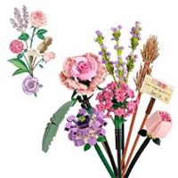 Flower Bouquet Pink Rose Lavender 547pcs Building Blocks Home Decor Gift Set