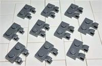 10 x New Lego Dark Bluish Grey Plate, Modified 1 x 2 Open Clips Part No.60470b