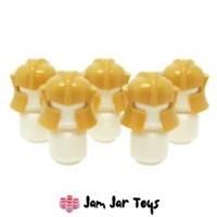 LEGO Knight Helmet Pearl Gold Castle with Cheek Protection Angled 5 x NEW HG38