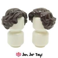 LEGO Mini Figure Hair 2 x NEW Dark Brown Short Wavy with Side Parting H40