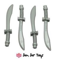 LEGO Sword Sabre Curved Blade Silver Metallic Weapon 4 x NEW W23