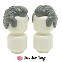 LEGO Minifigure Hair 2 x NEW Dark Bluish Grey Short Sideburns Widows Peak H100